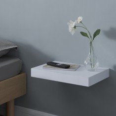 Raft de perete cu sertar alb pentru dormitor Hyvink&auml;&auml; [en.casa]