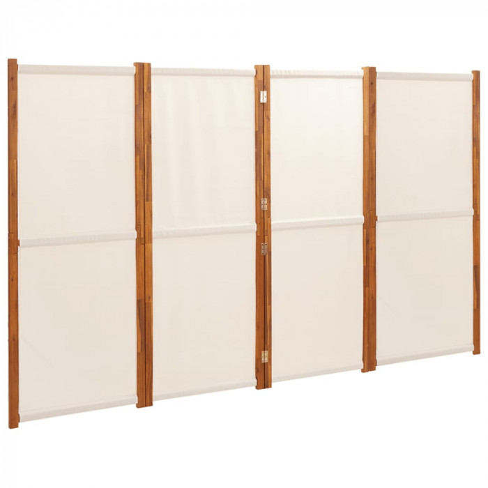Paravan de camera cu 4 panouri, alb crem, 280x180 cm