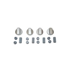 Set 4 butoane universale cuptor/aragaz argintii/gri + adaptoare