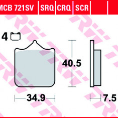 Set placute frana fata TRW MCB721SV - Aprilia RSV 1000 - Ducati Biposto - Monster - Husqvarna SM-R 450-650 - KTM SMC - SMR - SMT 690-990 (set 4 buc)