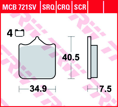 Set placute frana fata TRW MCB721SV - Aprilia RSV 1000 - Ducati Biposto - Monster - Husqvarna SM-R 450-650 - KTM SMC - SMR - SMT 690-990 (set 4 buc) foto