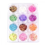 Cumpara ieftin Set 12 decoratiuni paiete pentru unghii, hexagon, mix, Global Fashion