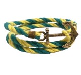 Bratara Barbati, Zamo&reg;, Nautica, KJP, Inchizatoare Ancora din Cupru, Snur Galben si Verde
