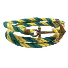 Bratara Barbati, Zamo&reg;, Nautica, KJP, Inchizatoare Ancora din Cupru, Snur Galben si Verde