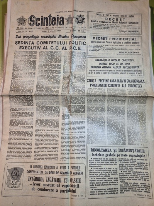 ziarul scanteia 21 octombrie 1989