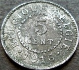 Cumpara ieftin Moneda istorica 5 CENTI - BELGIA, anul 1916 *cod 679, Europa, Zinc