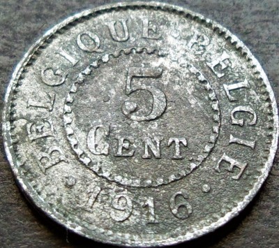 Moneda istorica 5 CENTI - BELGIA, anul 1916 *cod 679 foto