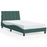 Cadru de pat fara saltea, Hanko, verde inchis, 100x200 cm, catifea