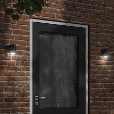 vidaXL Lămpi exterioare de perete cu LED 2 buc. negru, aluminiu turnat foto