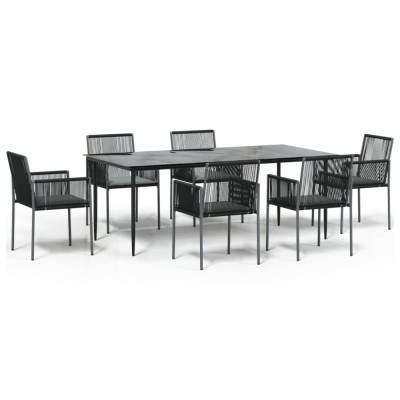 Set mobilier gradina cu perne, 7 piese, negru, poliratan &amp;amp; otel foto