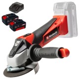 Einhell TE-AG 18/115 Li PXC + Twinpack + 4514095 - Polizor unghiular 115 mm + Set 2 acumulatori si incarcator Li-Ion 18 V 4 Ah