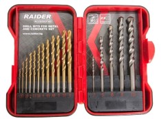 Set burghie pentru metal si zidarie &Oslash;1.5-10mm 17 piese, Raider 157796