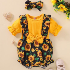 Salopeta bufanta pentru fetite - Floarea soarelui (Marime Disponibila: 2 ani)