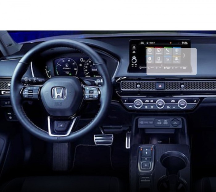Folie Protectie Display Navigatie, Duragon, Honda Civic e:HEV (EU) 2022+, silicon Transparent, Anti-zgarieturi, Kit instalare