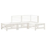 Set mobilier relaxare de gradina, 4 piese, alb, lemn masiv pin