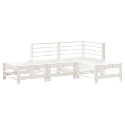 Set mobilier relaxare de gradina, 4 piese, alb, lemn masiv pin foto
