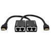 Set 2 Adaptoare HDMI la 4x RJ45 LAN, 1080p, Negru - Extensor HDMI prin Cablu de Retea