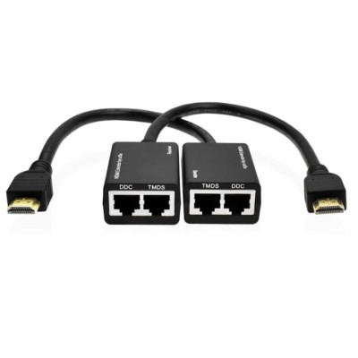 Set doua adaptoare HDMI 1080p la 4 x RJ45 lan, negru foto