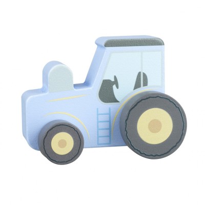 Jucarie de impins Tractor albastru din lemn, Orange Tree Toys foto
