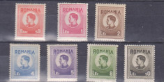 Romania 1943 -44 Mihai I, timbre fiscale postale serie 7v mnh foto