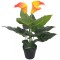 Gossi floare de crin cala artificiala cu vaza, 45 cm, rosu si galben