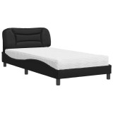 Cumpara ieftin Pat cu saltea, Hvar, negru, 100x200 cm, piele ecologica