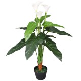 VidaXL Floare de cală crin artificială cu ghiveci, 85 cm, alb