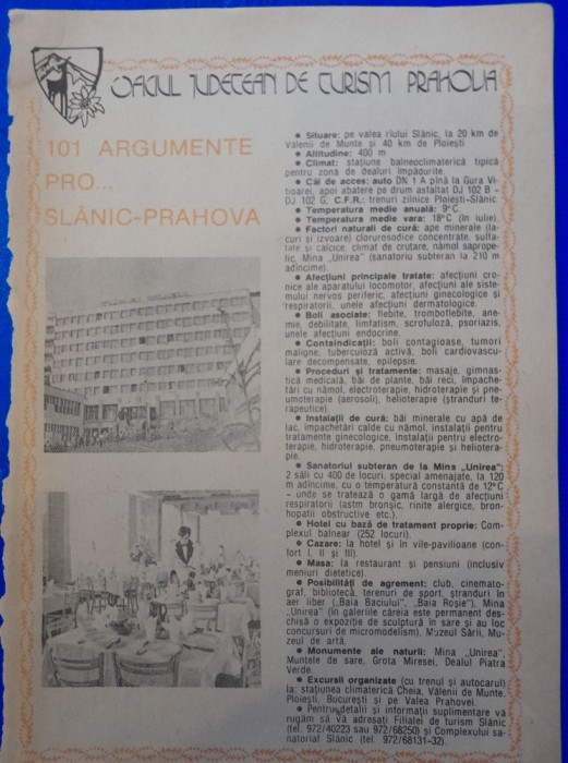 1987, Reclamă statiune SLANIC MOLDOVA comunism 24x16 cm epoca aur BACAU