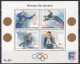 Norvegia 1992 - Jocurile Olimpice de iarnă - C&acirc;știgătorii medaliei de aur norvegiene, Bloc, MNH