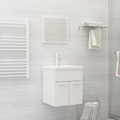 vidaXL Set mobilier de baie, alb extralucios, lemn prelucrat 3070862