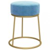 Taburet rotund, albastru deschis, catifea, DKD Home Decor