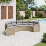 vidaXL Canapea de grădină cu perne, semi-rotundă, bej, poliratan 3318515
