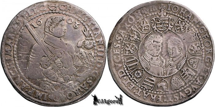 1603 HB, 1 Thaler - Cristian al II-lea - Ioan George I, - Electoratul Saxoniei