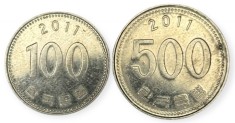 Coreea de Sud , lot 32 - 100 + 500 Won 2011