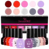 Cumpara ieftin Set 10 Oje Semipermanente, Base Coat &amp; Top Coat BELLA SensoPRO Milano, Timeless Elegance