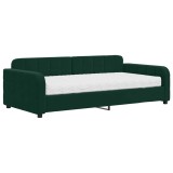 Cumpara ieftin Pat de zi cu saltea, verde inchis, 100x200 cm, catifea