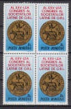 1984 LP 1102 AL XXV-LEA CONGRES AL SOCIETATILOR LATINE DE ORL BLOC DE 4 MNH, Nestampilat