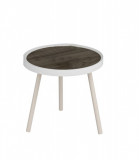 Masa laterala Sezar Alb/Nuc 38.5x38.5x45cm, PAL melaminat, picioare lemn, design modern, masuta cafea living