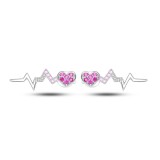 Cumpara ieftin Cercei argint 925, JW586, model cu inima si puls, placati cu rodiu