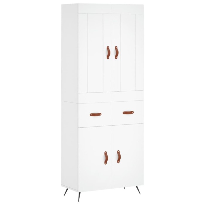 Dulap inalt, alb, 69,5x34x180 cm, lemn compozit