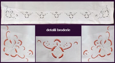 Cearceaf cu broderie sparta cusuta de mana, cearsaf cu motiv margarete 200x152cm foto