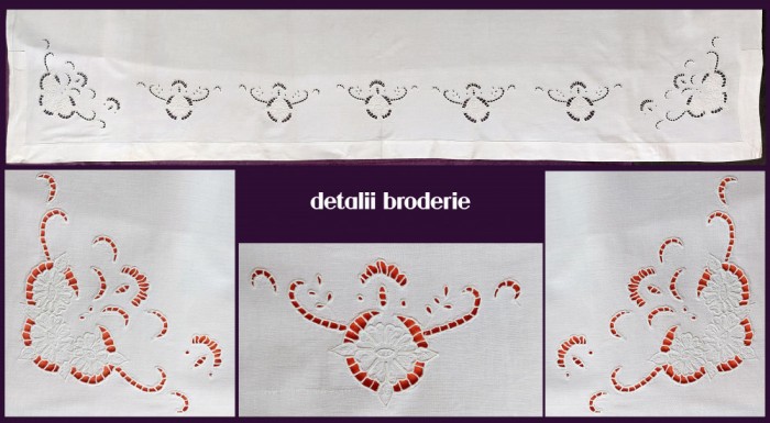 Cearceaf cu broderie sparta cusuta de mana, cearsaf cu motiv margarete 200x152cm