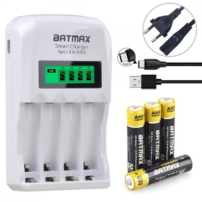 Incarcator Batmax Smart LED Charger + 4 acumulatori AAA 1100mAh foto