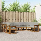 vidaXL Set de canapele de exterior 9 pcs Gri natural și deschis 3366974