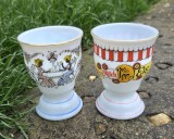 DOUA PAHARE VINTAGE, TIP POCAL DIN STICLA-OPALINA