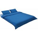 Set de pat dublu bumbac uni - Albastru inchis