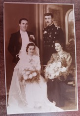 QW18 26 - Fotografie foarte veche - Poza de nunta cu militar - anii 1920