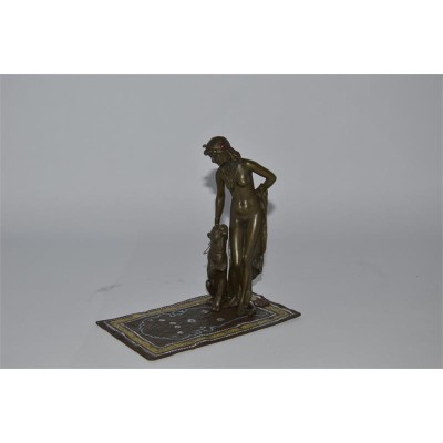 Cleopatra cu pantera -statueta din bronz pe un soclu WB-10 foto