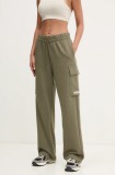 Adidas pantaloni de trening Essentials Linear femei, culoarea verde, neted, JE0033