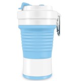 Pahar pliabil din silicon flippy, pentru calatorii, camping, 750 ml, pai inclus, 11.6 x 19.3 cm, albastru